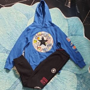 Converse All Star Blue Hoodie and Black Joggers